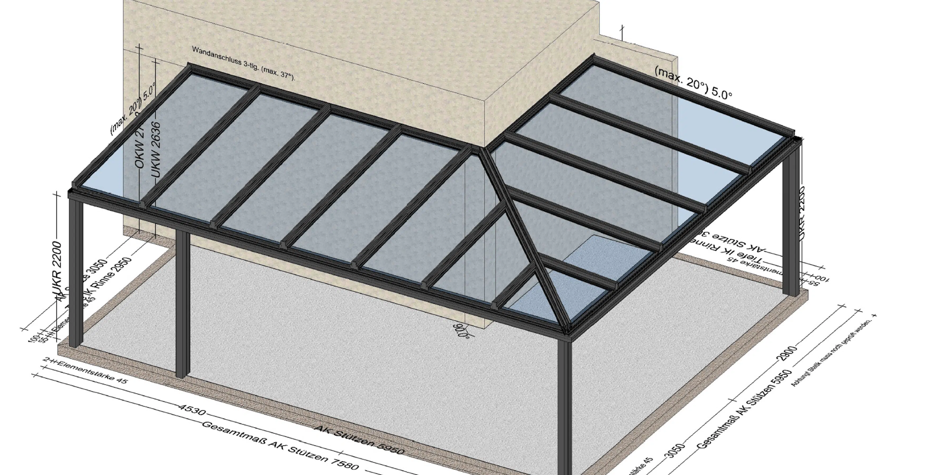 Terrassenüberdachung Ideen für Eckkonstruktion