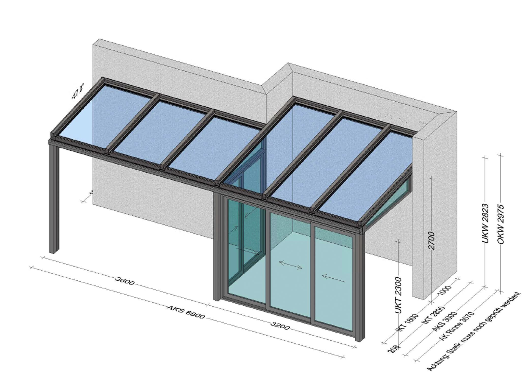 Terrassenüberdachung mit 2 Schiebewänden - Preis