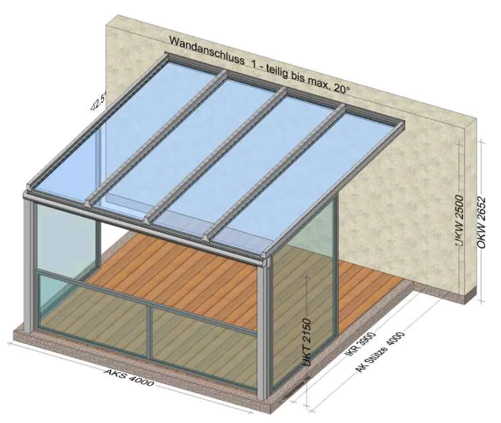 Terrassenüberdachung mit Absturzsicherung vorne