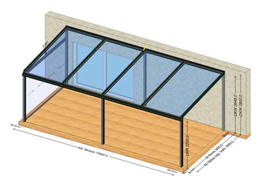 Terrassenüberdachung mit wenig Dachsparren