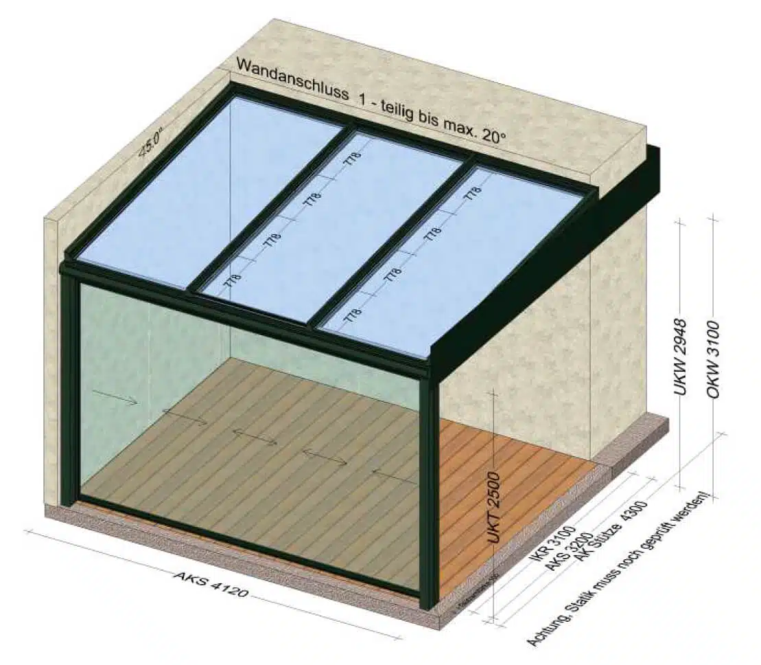 Terrassenüberdachung nur vorne geschlossen