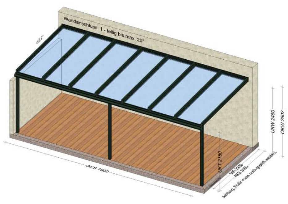 Terrassenüberdachung Planung 7x3 Meter