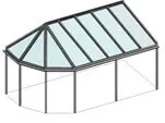 Terrassenüberdachung mit Satteldach vorne - Eckausführung - Pavillondach
