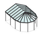 Terrassenüberdachung Satteldach vorne mit Eckausführung Pavillon