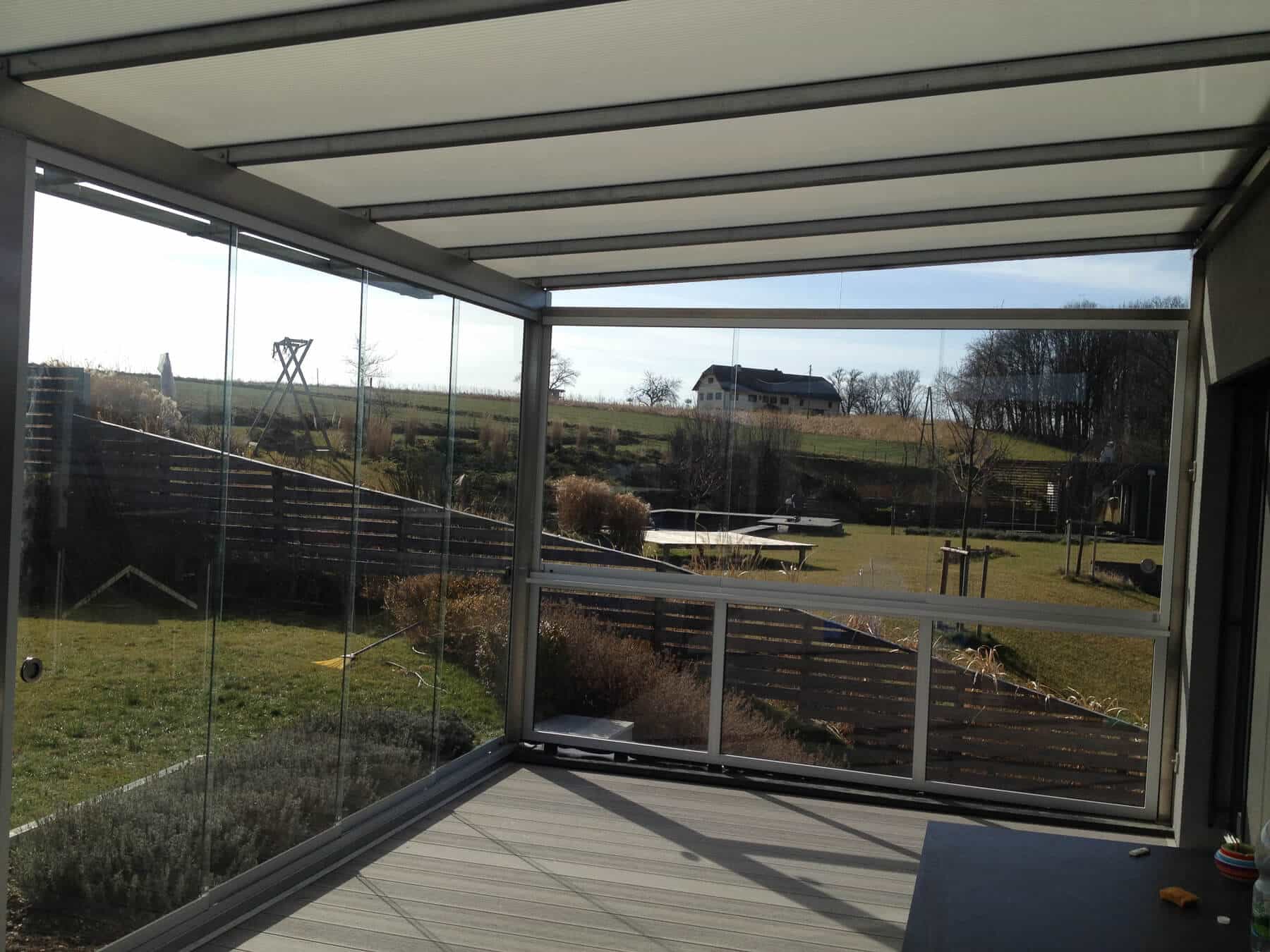 Terrassenüberdachung Schiebefenster