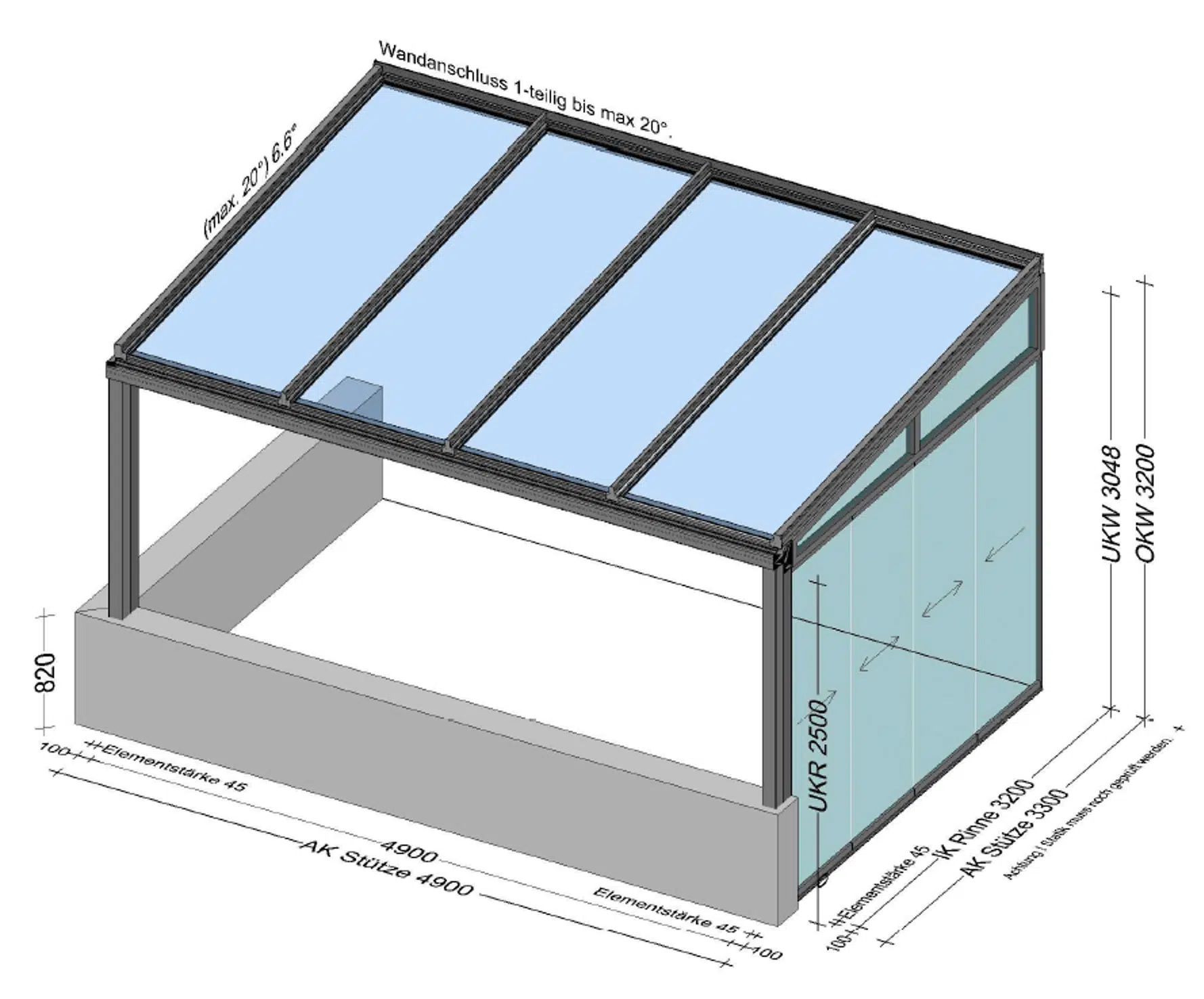 Terrassenüberdachung seitlich schließen mit Schiebetüren