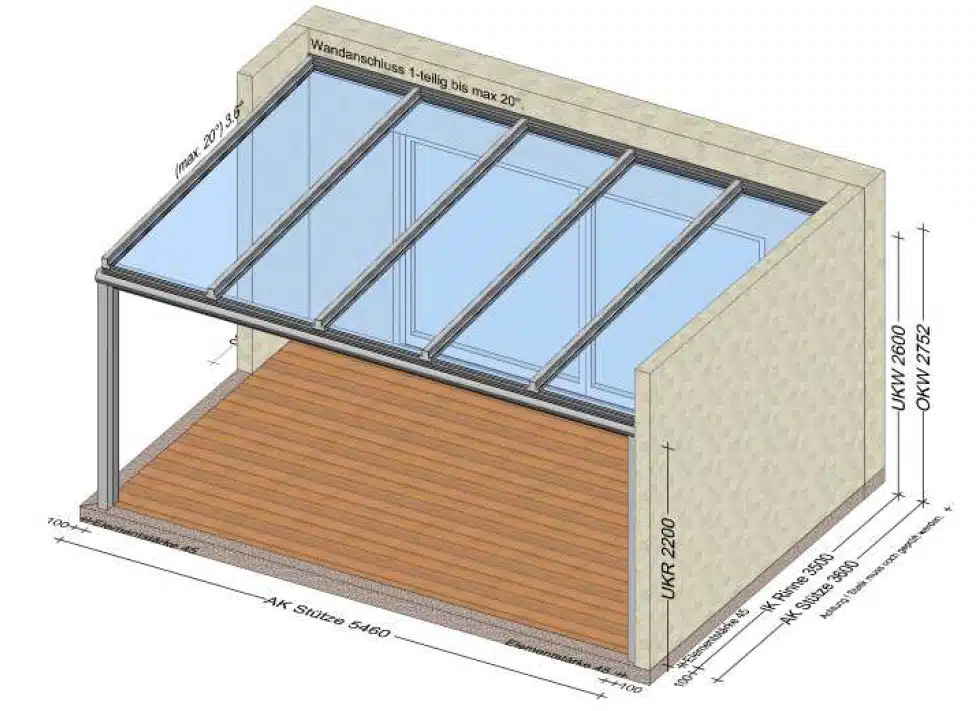 Terrassenüberdachung über 5 Meter