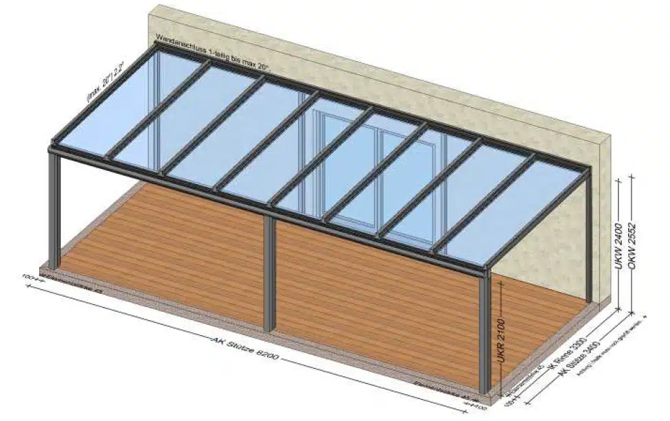 Terrassenüberdachung über 8 Meter