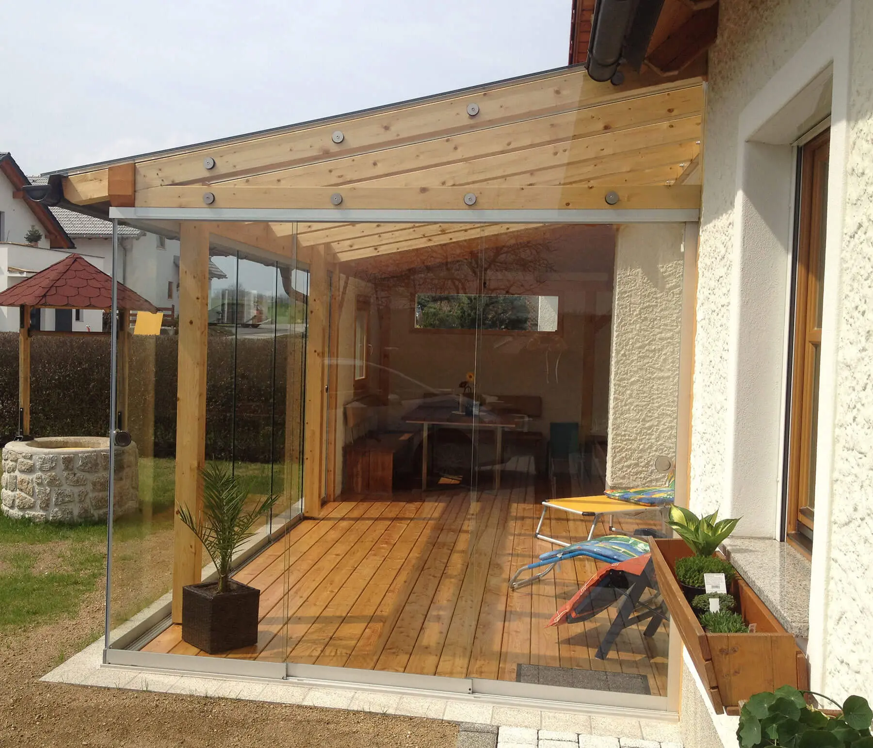 Terrassenverglasung Holzkonstruktion