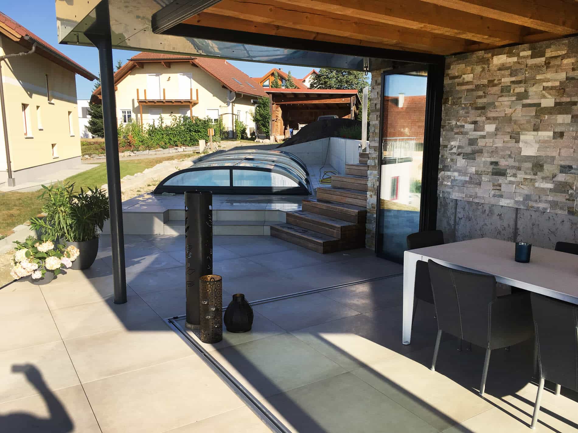 Terrassenverglasung Schiebe-Drehtüren