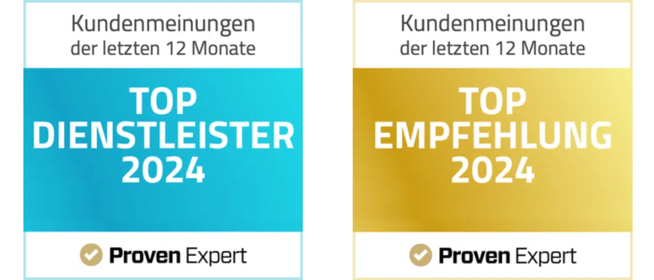 Banner von Fenster-Schmidinger mit Top Empfehlung & Dienstleister 2024 Auszeichnung durch Proven Expert.