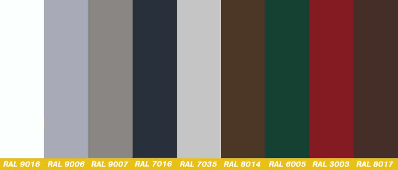 Trendige Haustüren-Farben im Altbau: Verkehrsweiß, Weißaluminium, Graualuminium, Anthrazitgrau, Hellgrau, Sepiabraun, Moosgrün, Rubinrot, Schokoladenbraun.