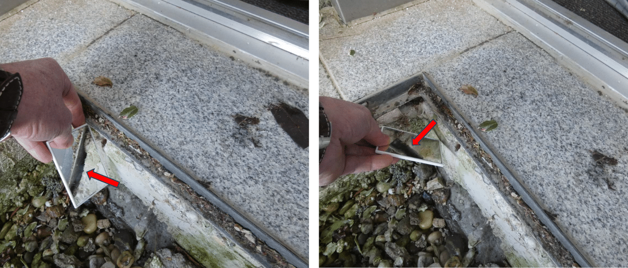 Undichtheit am Entwässerungsschacht im Detail.