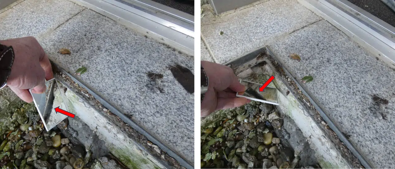 Undichtheit am Entwässerungsschacht im Detail.