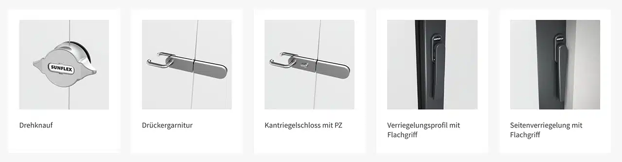 Verriegelungen Schiebe-Dreh-Systeme für Balkon- und Terrassenverglasung