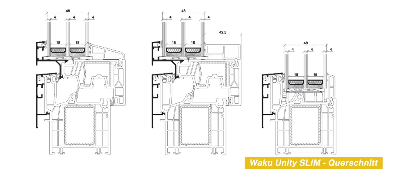 Waku Fenster Unity Slim Querschnitt