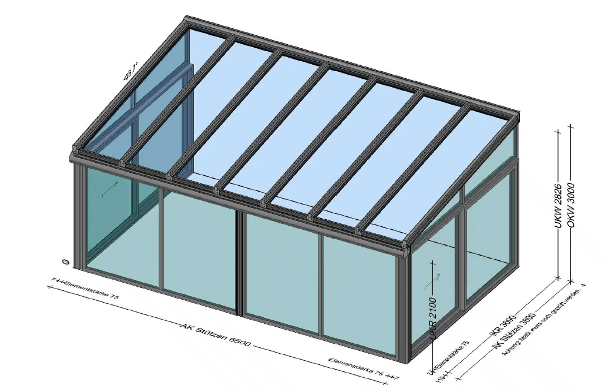 Warmer Wintergarten 6,5 x 3,8 Meter - Preise & Skizze