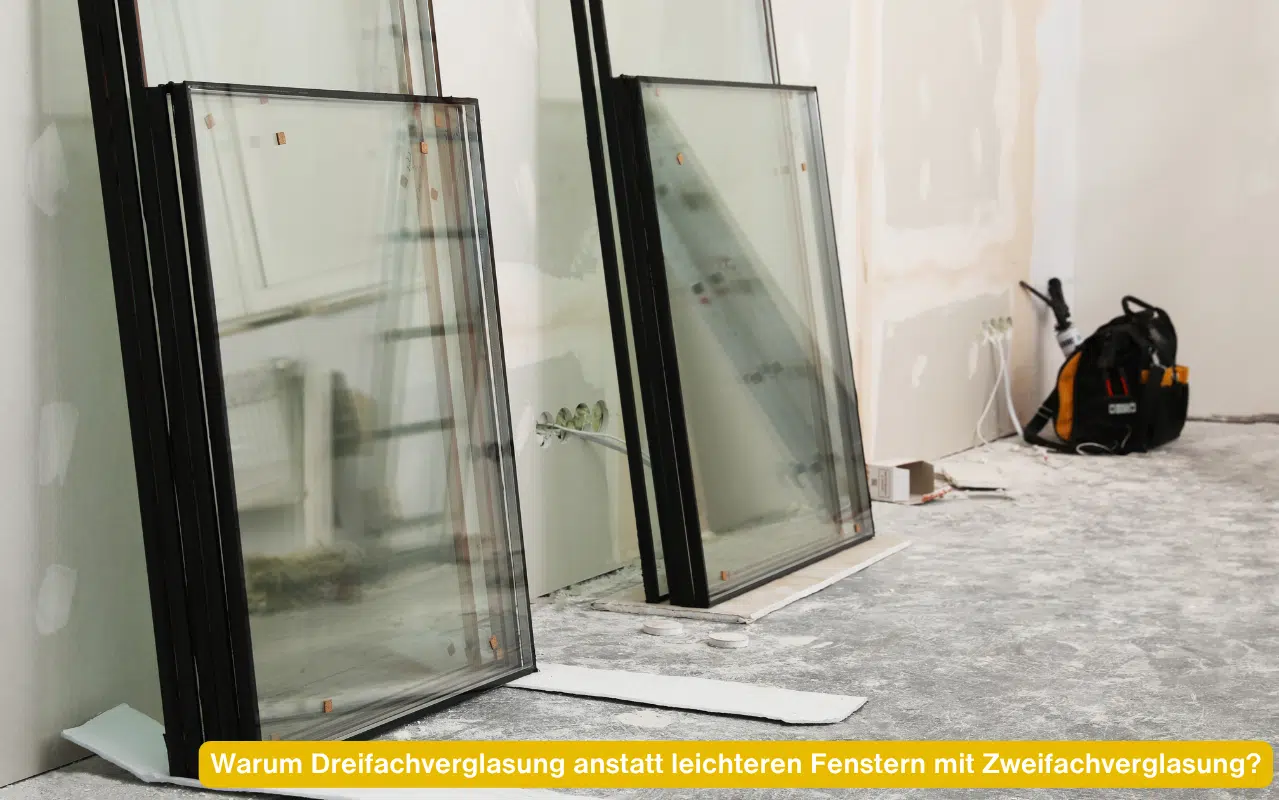 Warum Dreifachverglasung anstatt leichteren Fenstern mit Zweifachverglasung – Isolierglasscheiben auf einer Baustelle