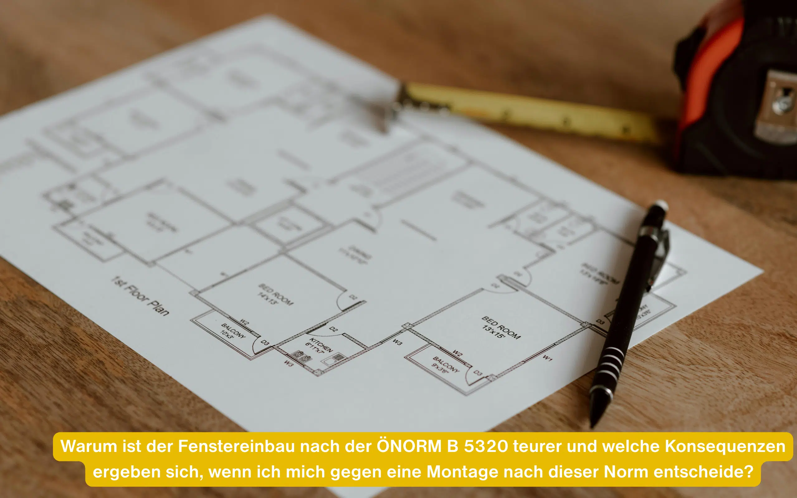Warum ist der Fenstereinbau nach ÖNORM B 5320 teurer? Konsequenzen bei Montage ohne Norm am Beispiel eines Bauplans.