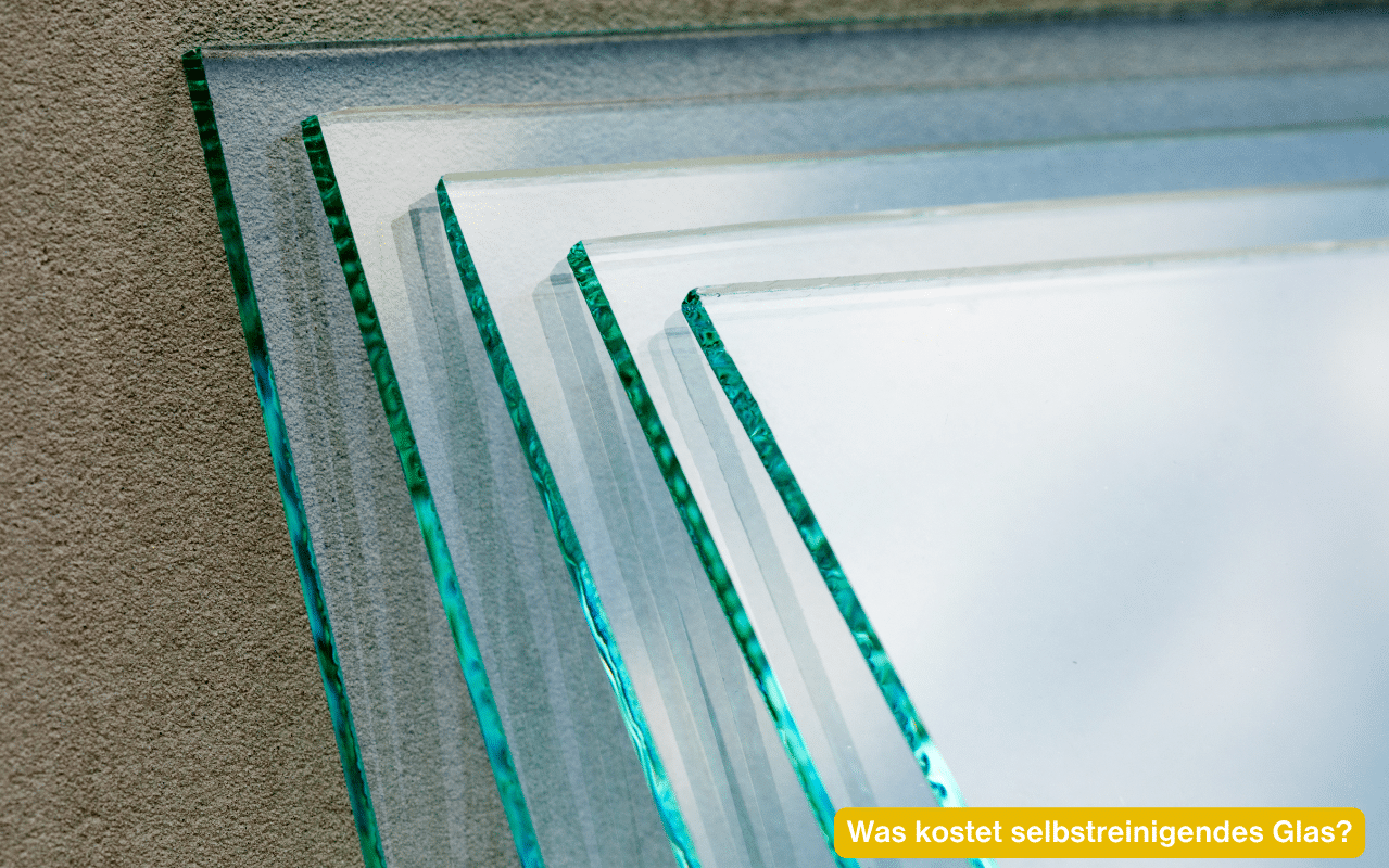 Was kostet selbstreinigendes Glas? Gestaffelte Glasscheiben mit sichtbaren Kanten