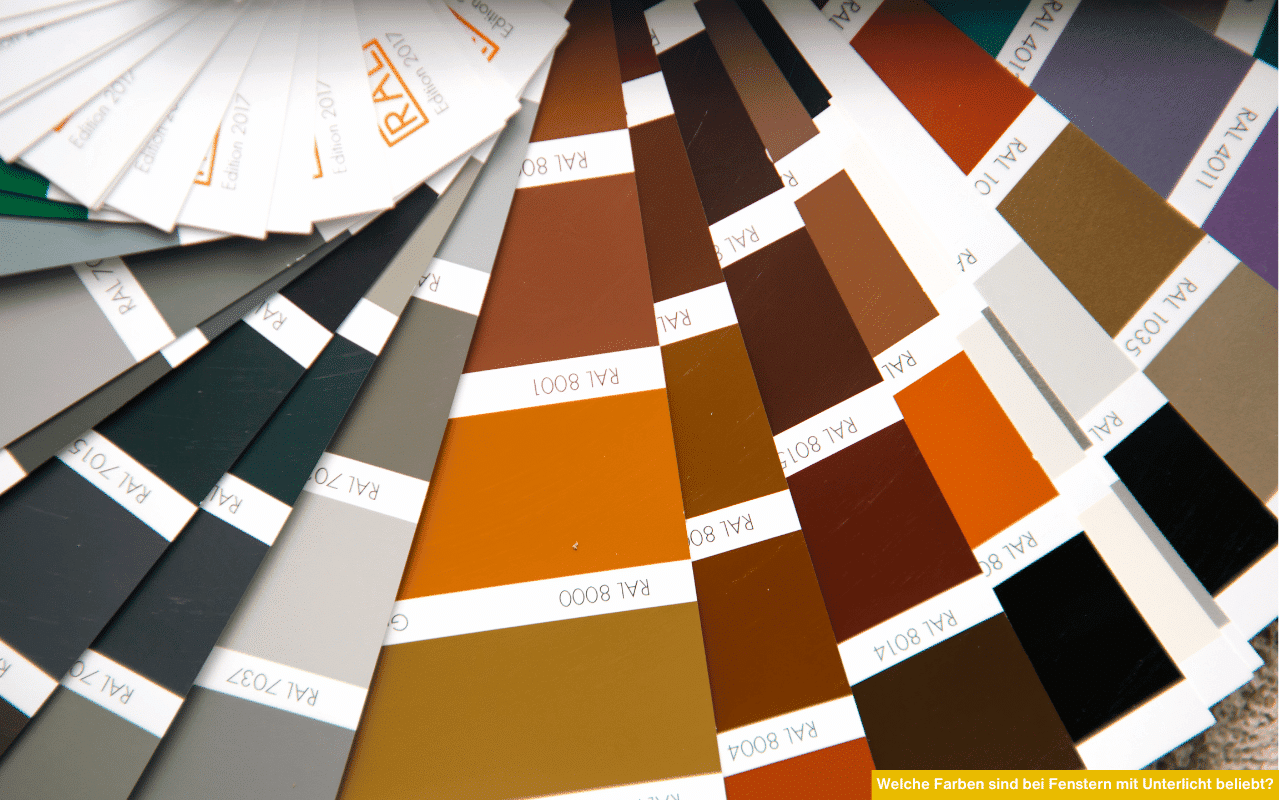 Welche Farben sind bei Fenstern mit Unterlicht beliebt? RAL-Farbkarten mit aktuellen Trendfarben wie Anthrazitgrau und Graualuminium.