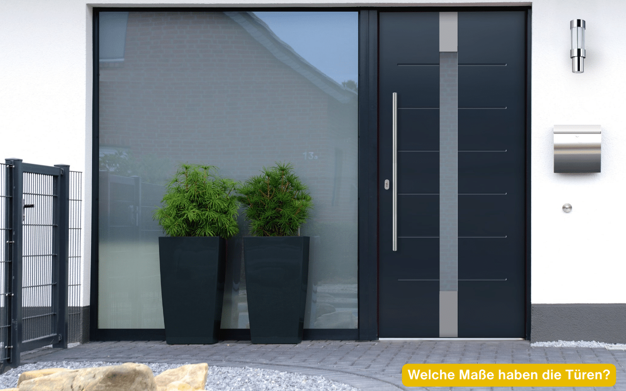 Welche Maße haben die Türen? Haustür in Anthrazit mit großem Glas-Seitenteil, nach Maß gefertigt