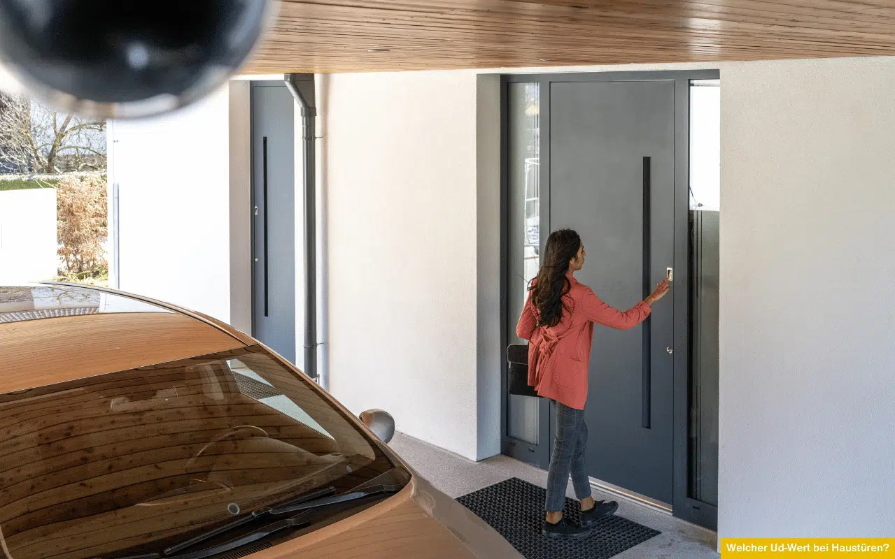 Welcher Ud-Wert bei Haustüren zeigt moderne Eingangstür mit hoher Wärmedämmung und energieeffizientem Design.