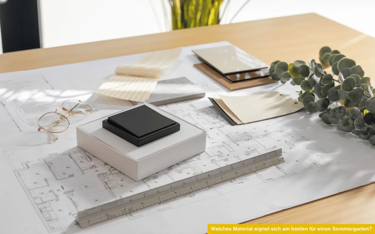 Welches Material eignet sich am besten für einen Sommergarten zeigt Muster, Bauplan und Materialproben zur Auswahl langlebiger Konstruktionen