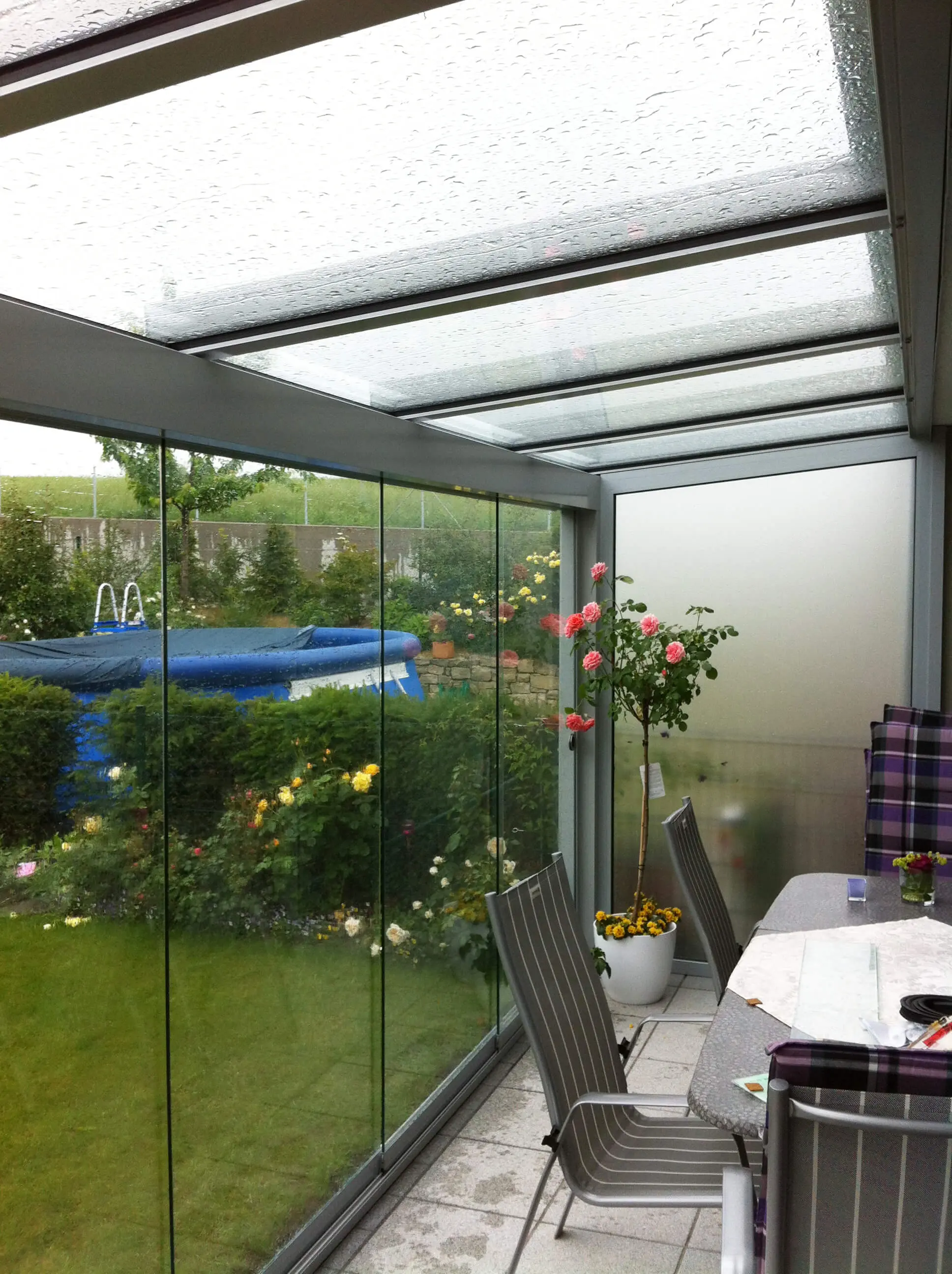 Wetterschutz für Terrasse Glas