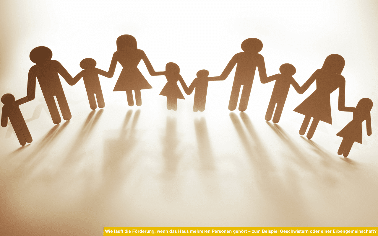 Wie läuft die Förderung wenn das Haus mehreren Personen gehört - zum Beispiel Geschwistern oder einer Erbengemeinschaft? Symbolbild Familie und Gemeinschaft.