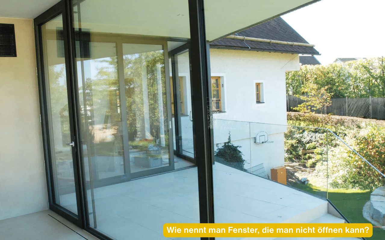 Wie nennt man Fenster, die man nicht öffnen kann? Große Alu-Fixverglasung mit integrierter Terrassentür