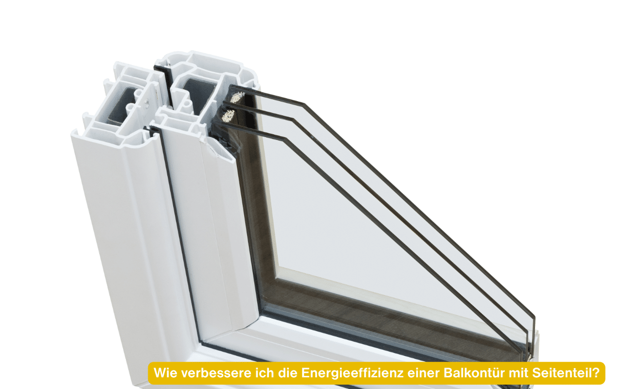 Wie verbessere ich die Energieeffizienz einer Balkontür mit Seitenteil? Profilschnitt eines Fensters mit Dreifachverglasung
