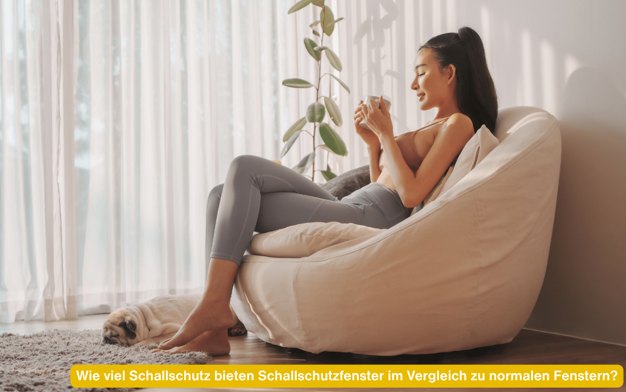 Wie viel Schallschutz bieten Schallschutzfenster im Vergleich zu normalen Fenstern? Frau entspannt am Fenster