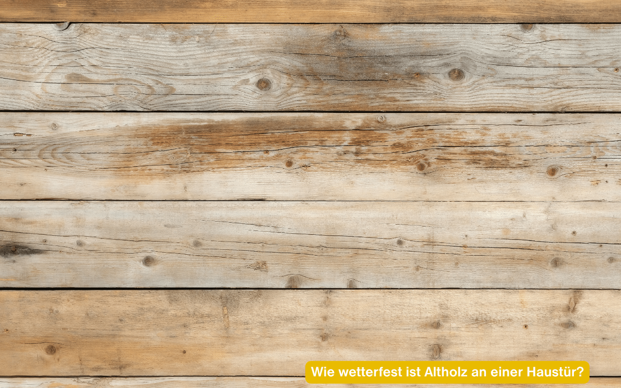 Wie wetterfest ist Altholz an einer Haustür? Verwitterte Altholz-Bretter von einem Stadel