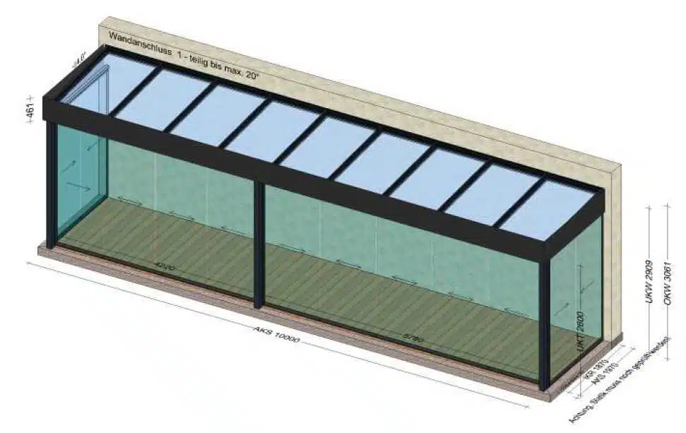 Wintergarten 10 x 2 Meter - Planung