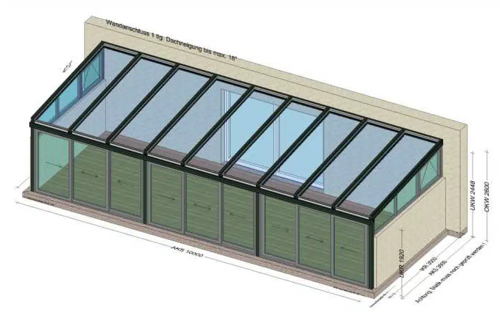 Wintergarten 10x4 Meter Planung