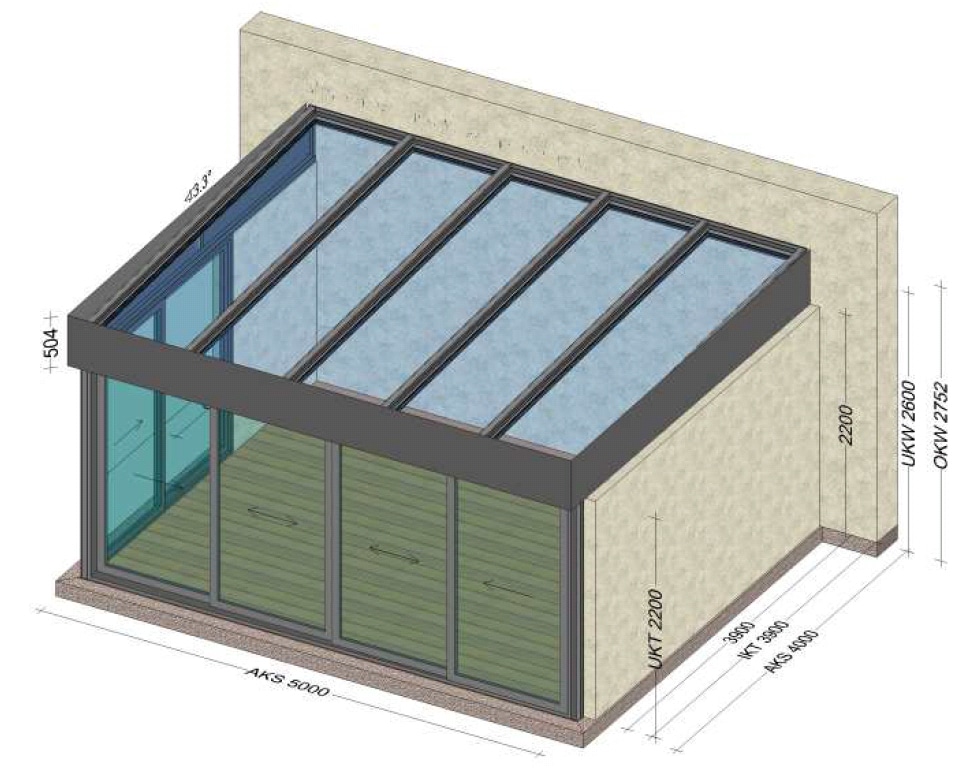 Wintergarten 2 Seiten mit Schiebetüren - Planung