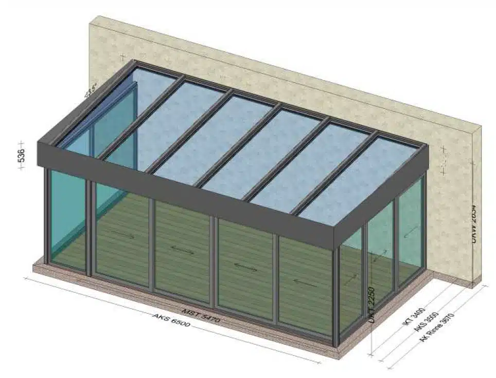 Wintergarten Flachdach 6,5 Meter x 3,5 Meter