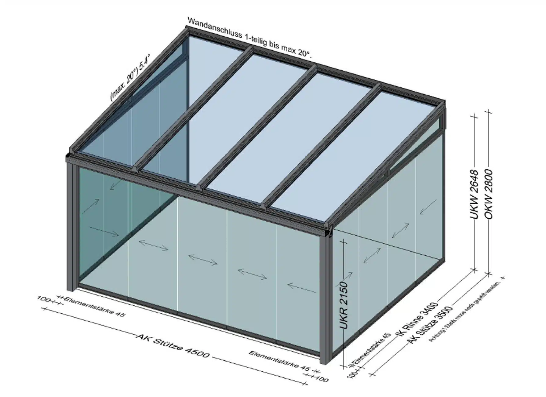 Wintergarten kalt mit Glas-Schienensystem