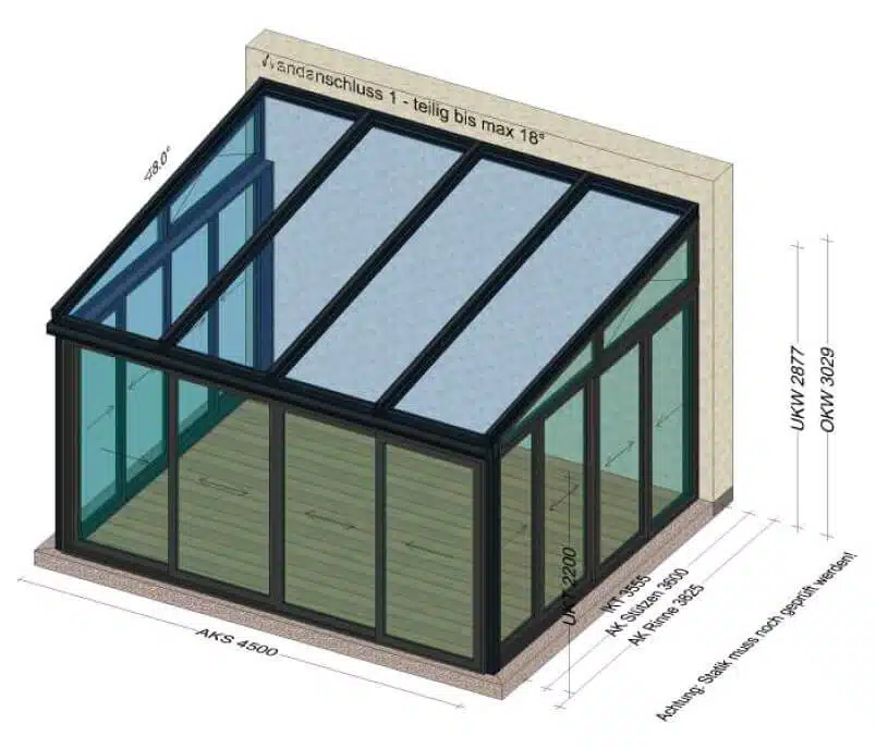 Wintergarten mit Aluminium Schiebewand