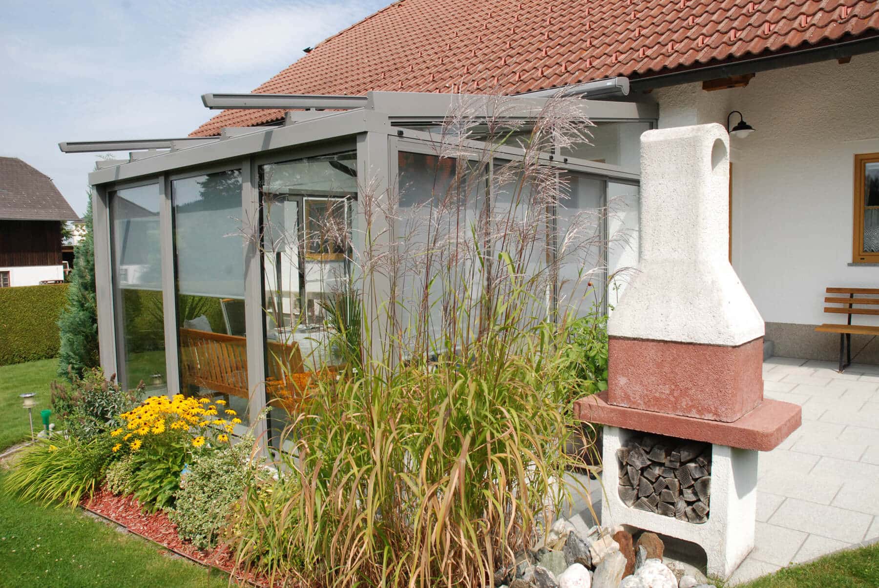 Wintergarten mit Beschattung für innen und außen
