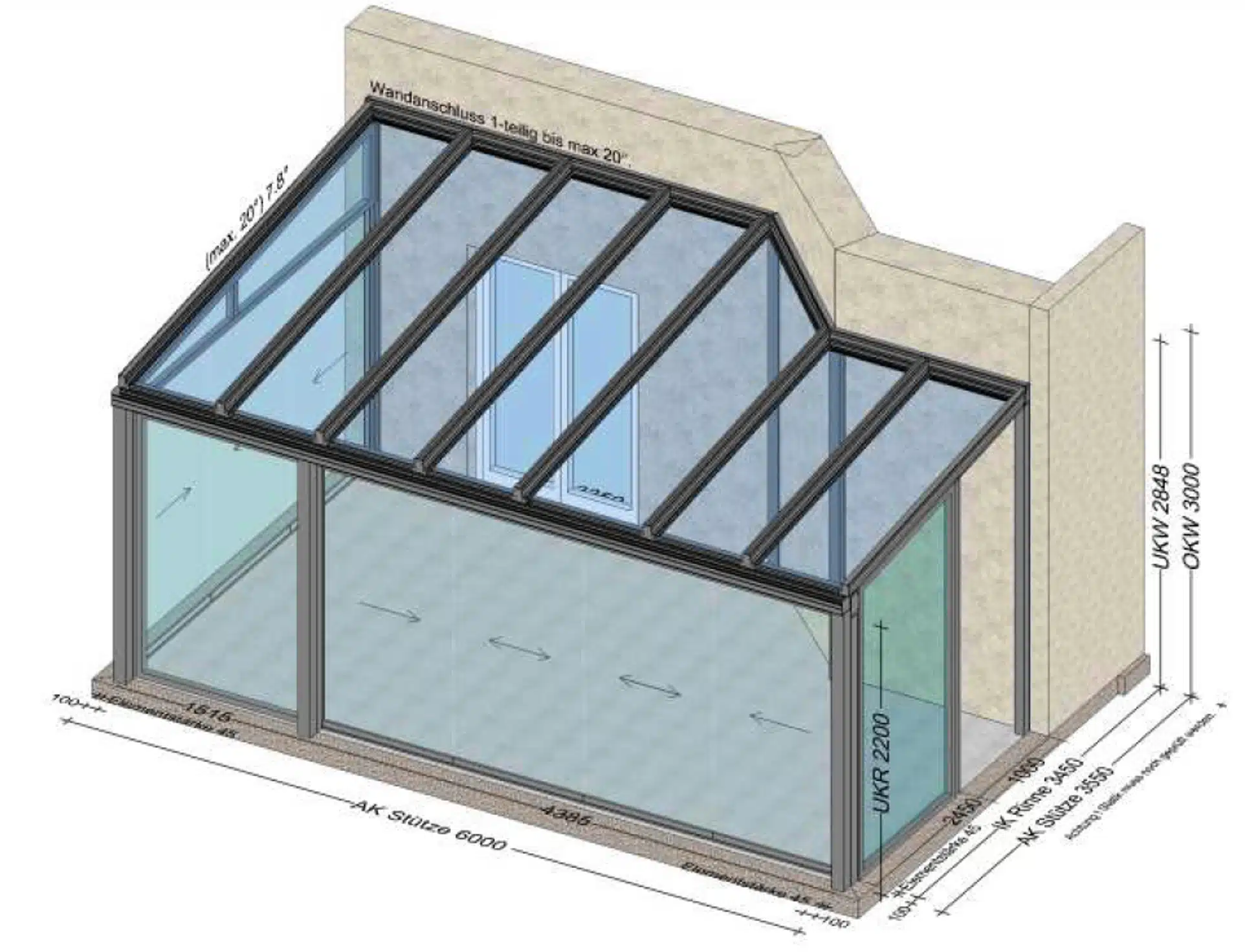 Wintergarten mit modernen Glasschiebetüren - Planung Leonding / Oberösterreich OÖ