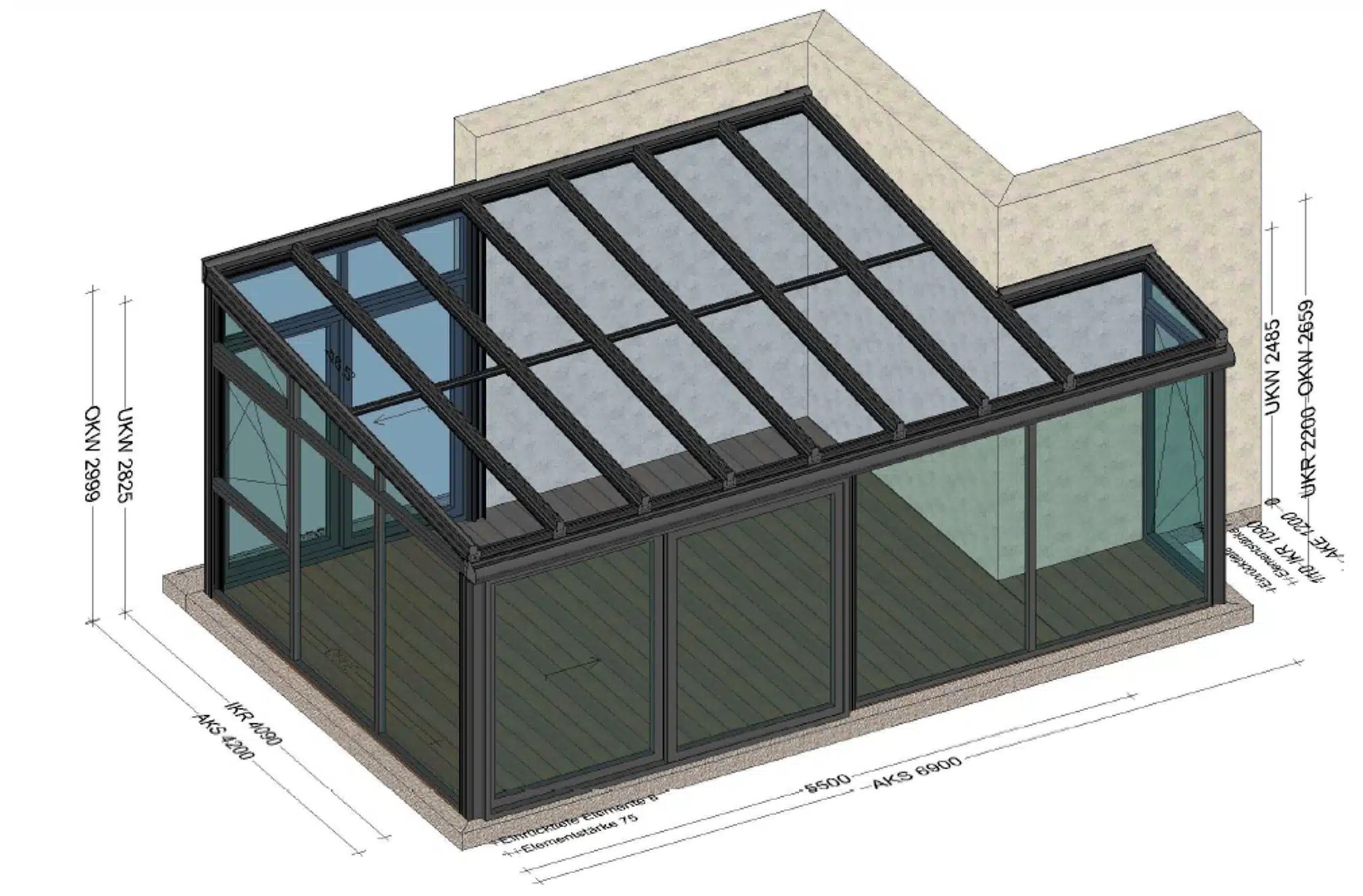 Wintergarten Planung Skizze