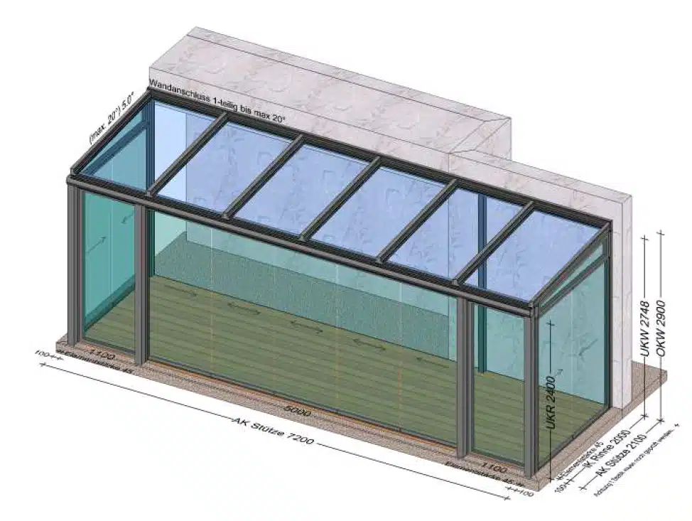 Wintergarten Planung über 7 Meter