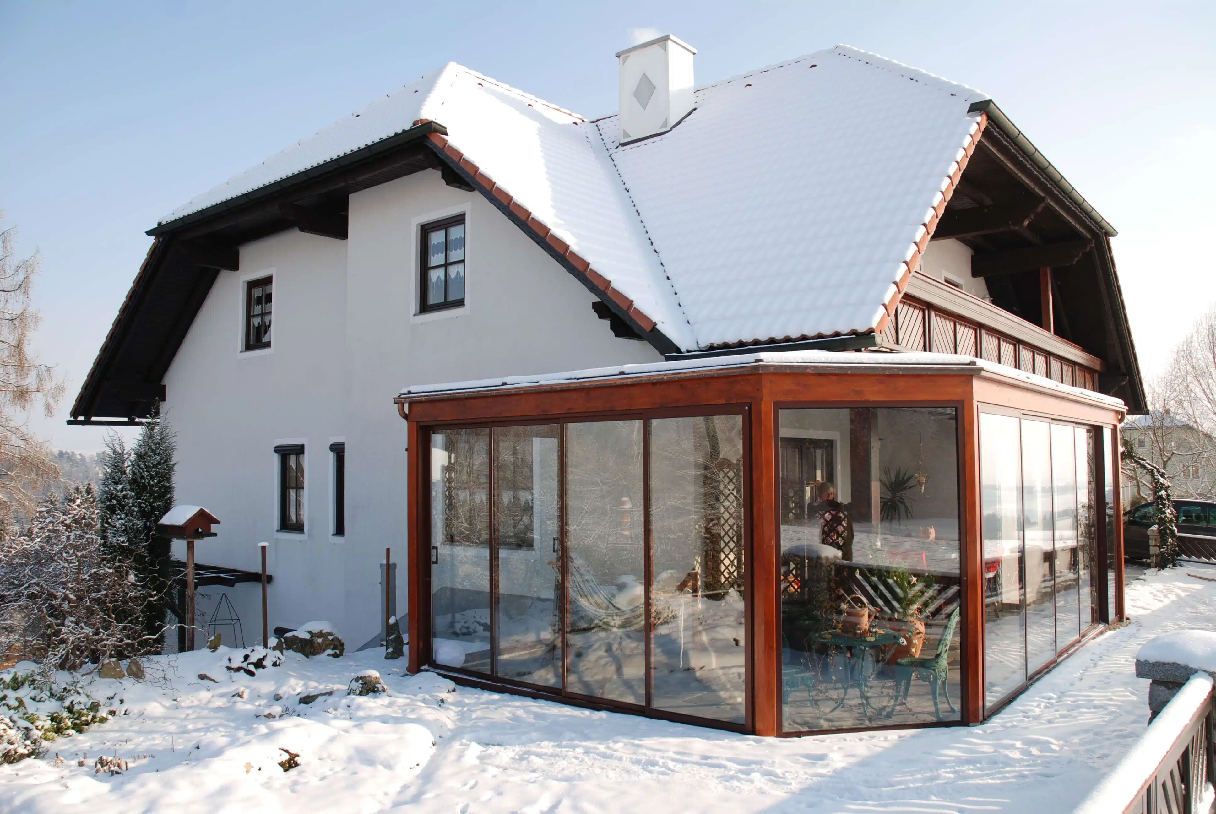 Wintergarten pulverbeschichtet braun