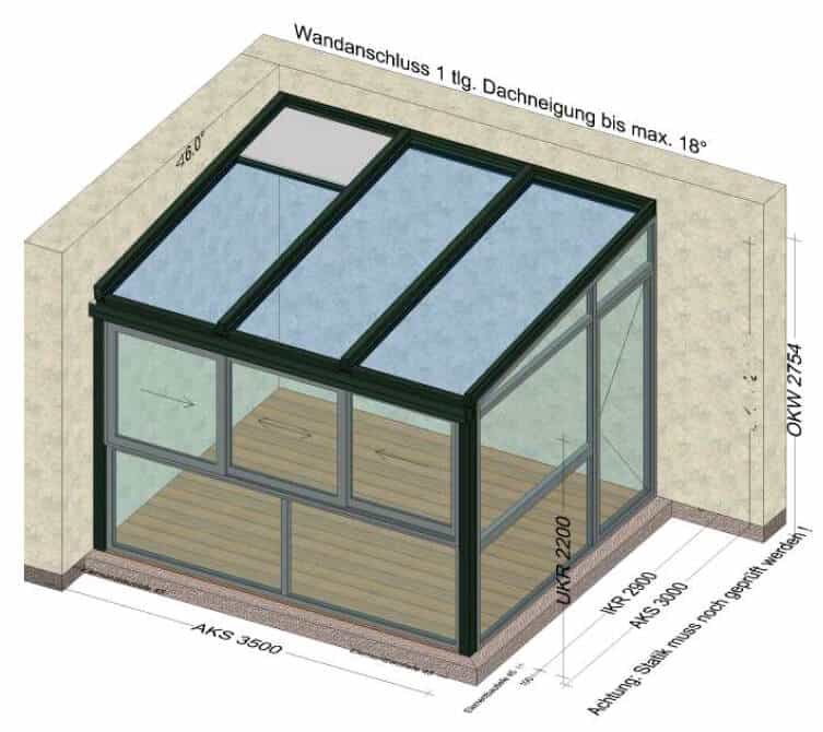 Wintergarten Schiebefenster Zeichnung