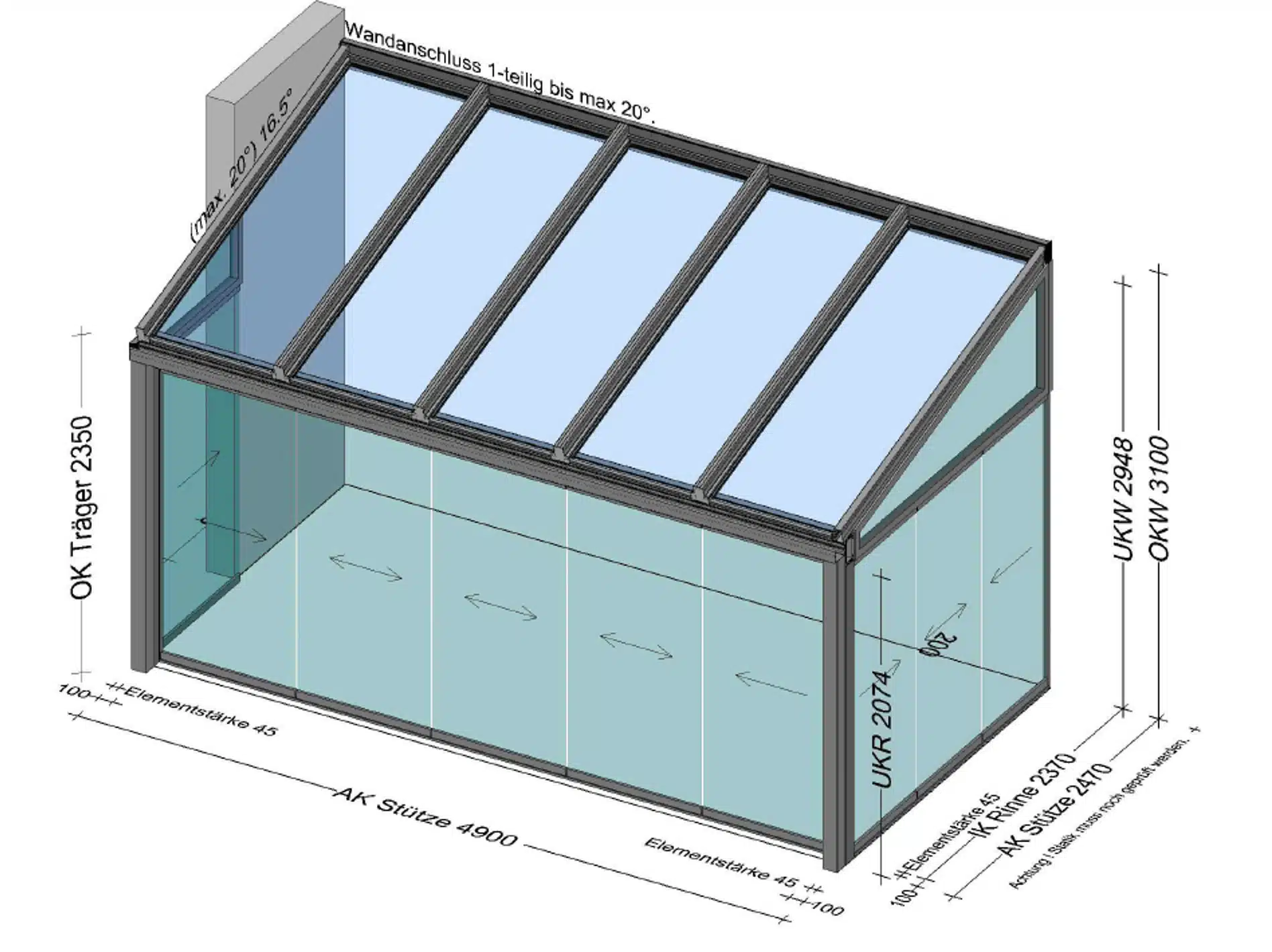 Wintergarten Schiebesystem 3 und 5 flügelig