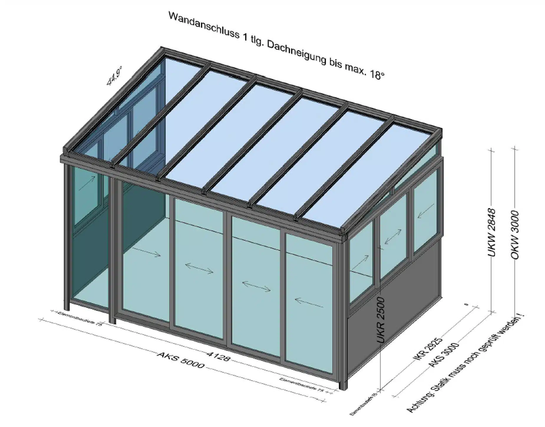 Wintergarten vorne Schiebetüre - seitlich mit Schiebefenster - Planung in 4050 Traun