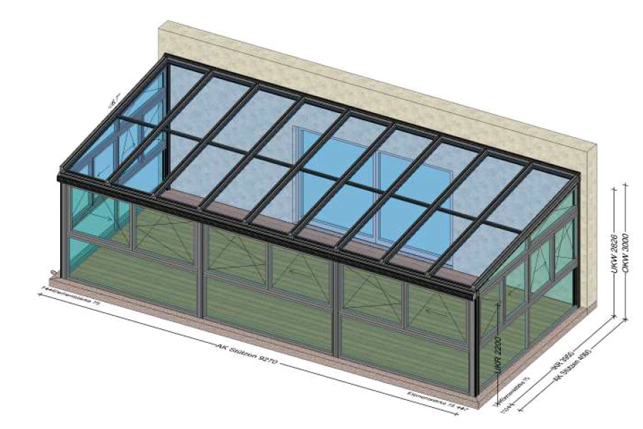 Wintergarten zum Schieben und Öffnen und fixen Unterlichten