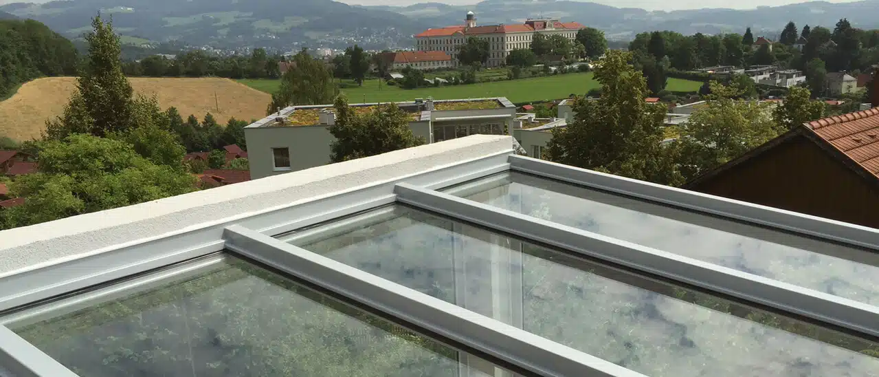 Detailansicht Wintergartendach: Pultdach-Wintergartendachs bei einem Referenzprojekt in Oberösterreich.